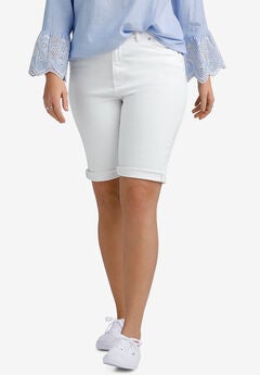 Stretch Denim Mid-rise Bermuda Shorts