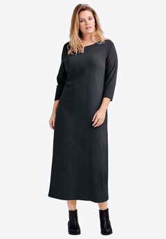 Three-Quarter Sleeve Knit Maxi Dress