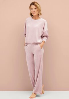 Stretch Velour Wide Leg Pull-on Pants