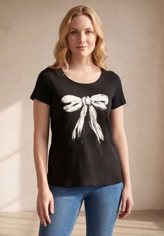 100% Cotton Jersey Slub Scoopneck Short Sleeve Graphic Tee