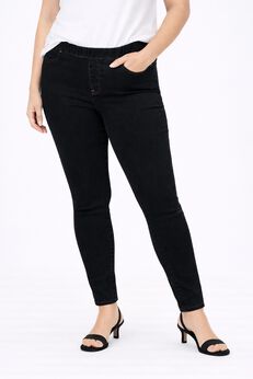 Stretch Denim Mid-rise Pull-on 4 Pocket Jeggings