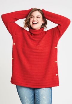 Side Button Turtleneck Sweater