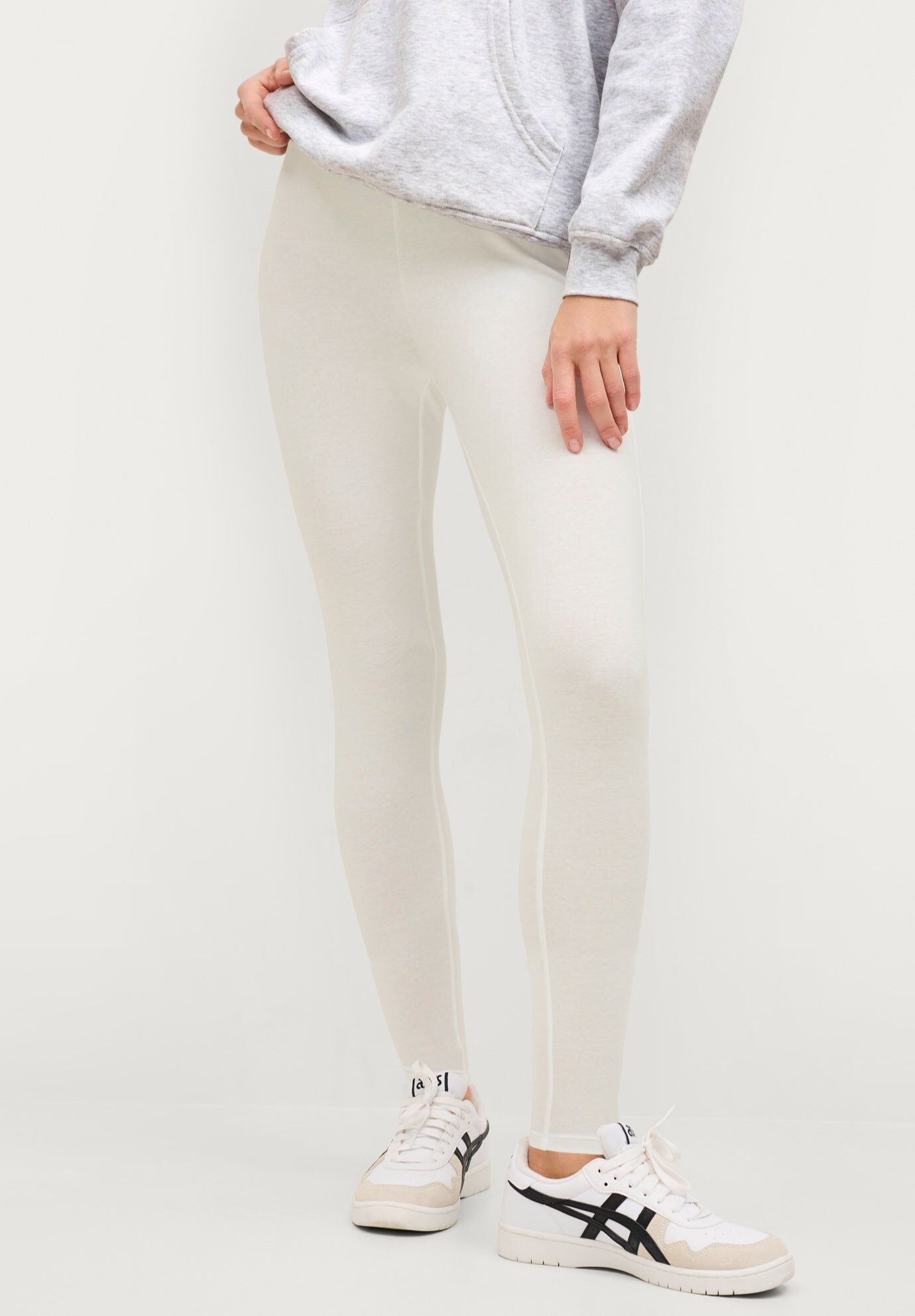 Cotton Spandex Full Length Leggings, WHITE, hi-res image number 0