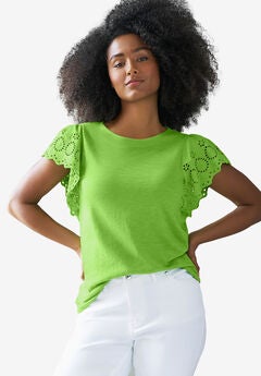 Eyelet Cap Sleeve Tee