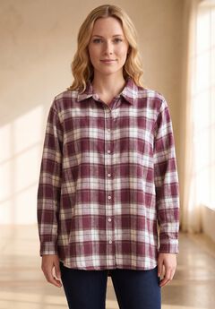 Plus Size Buffalo Plaid Shirt For Women