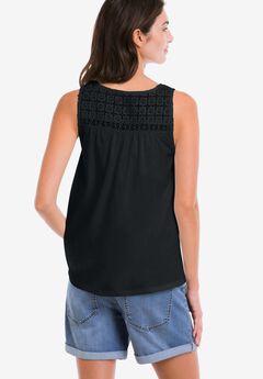 100% Cotton Crochet Scoop Neck A-Line Tank