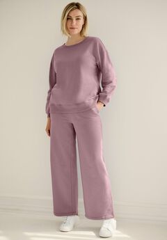 Wide Leg Fleece Sweatpant With Drawstring Waist