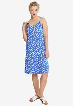 Stretch Jersey Knit A-Line Scoop Neck Tank Dress