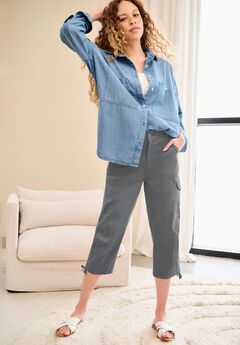 Plus Size Cropped Cargo Pants