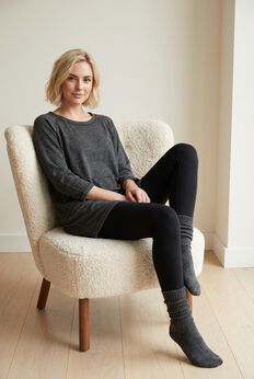Ellos Studio French Terry Zip-Pocket Long Sleeve Scoopneck Tunic