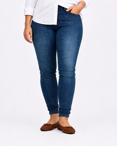Mid-Rise Stretch Denim Pull-On 4 Pocket Jeggings