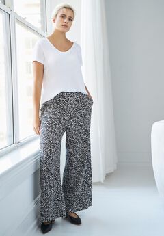 Wide-Leg Soft Pants with Back Elastic