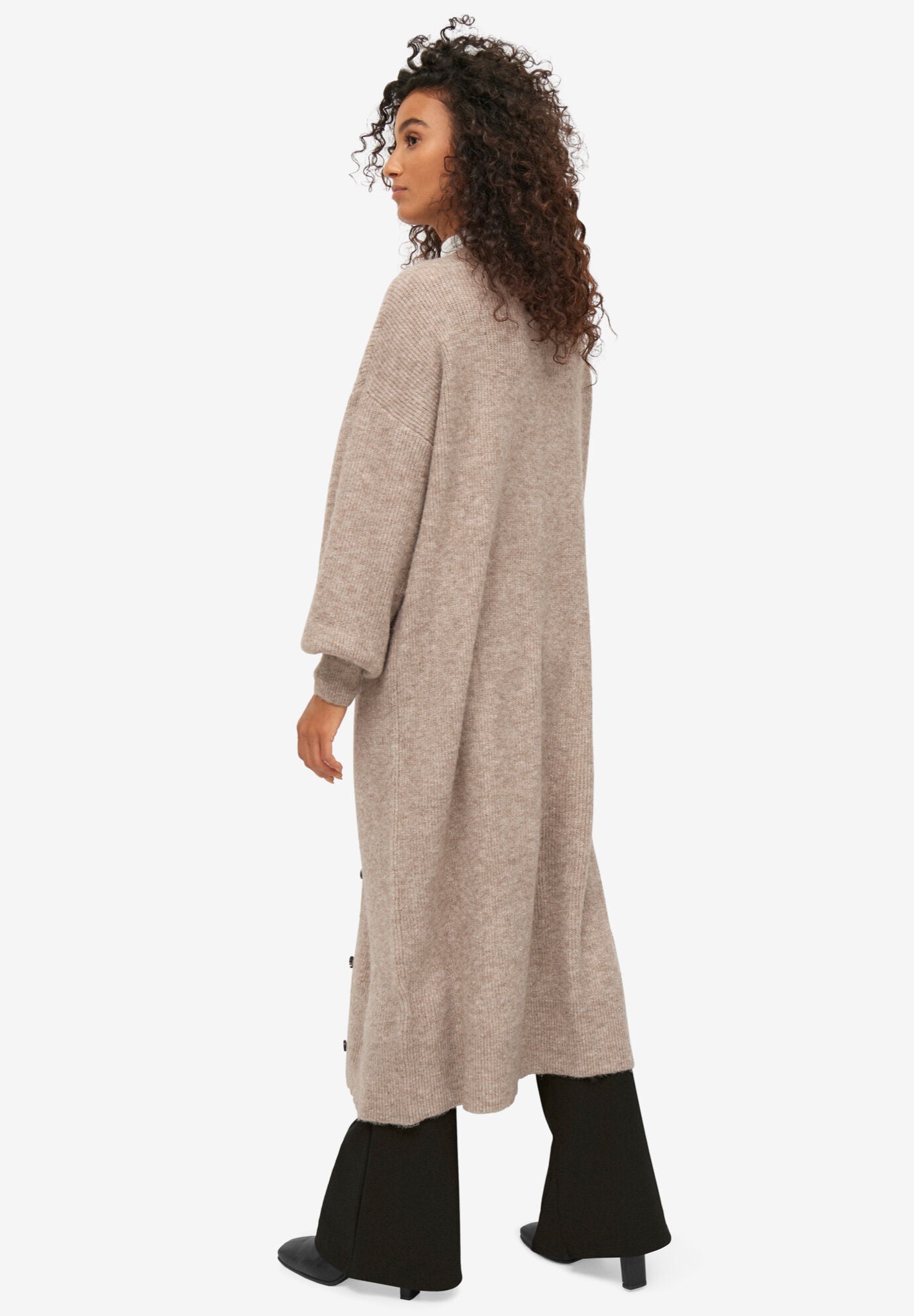 Stretch Button Front Duster Cardigan Sweater, , on-hover image number 1