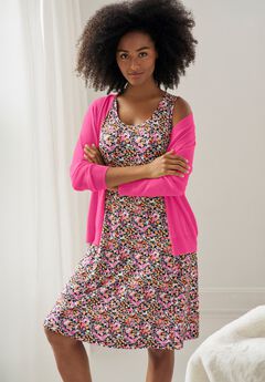 Stretch Knit Scoop Neck Sleeveless Fit And Flare Dress