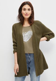 Open Front Waffle Cardigan