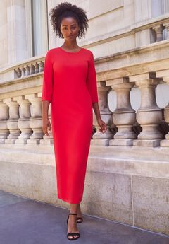 Three-Quarter Sleeve Knit Maxi Dress