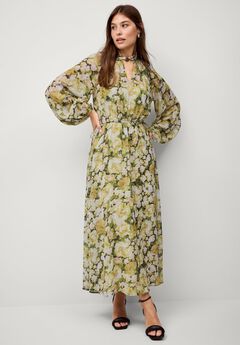 Twisted Mock Neck Maxi Dress With Keyhole