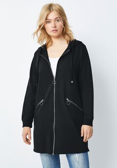 French Terry Zip-Front Hoodie With Zip Pockets