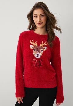 Embellished Eyelash Pullover Sweater