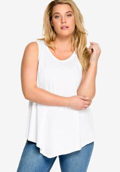 Plus Size White V Neck Tops