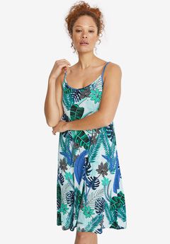 Stretch Jersey Knit A-Line Scoop Neck Tank Dress