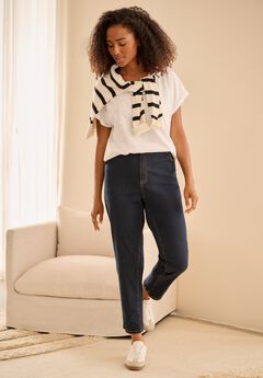 Mid-Rise Stretch 5-Pocket Relaxed Fit Boyfriend Jeans