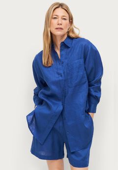 Oversized Linen-Blend Boyfriend Shirt