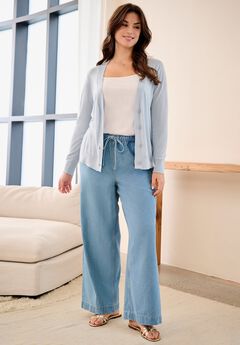 Plus Size Blue Cardigan