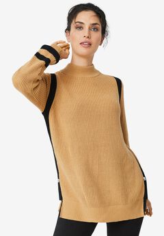 Side Stripe Mockneck Sweater