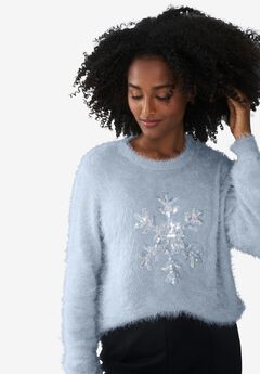 Embellished Eyelash Pullover Sweater