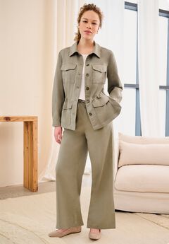 Adjustable Waist Button Front Jacket