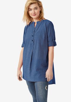 Breezy Cotton Henley Tunic