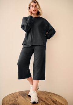 Wide Leg Cropped French Terry Sweatpants