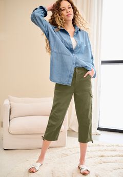 Stretch Mid-rise Cargo Capris