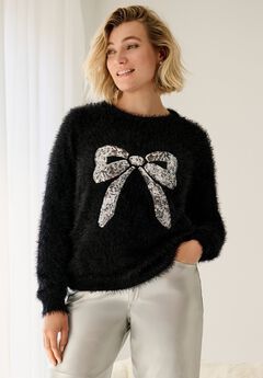 Embellished Eyelash Pullover Sweater