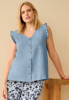 Plus Size Light Blue Shirt For Women