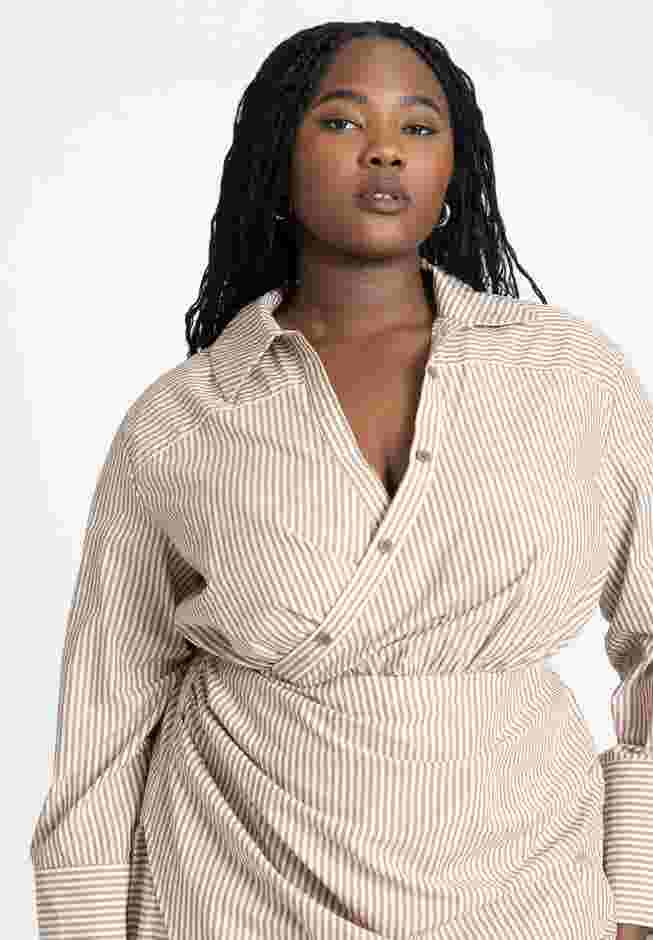 Asym Striped Shirt Dress image number 3