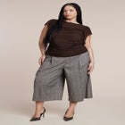 Shirred Mesh Top With Shoulder Flounces image number null