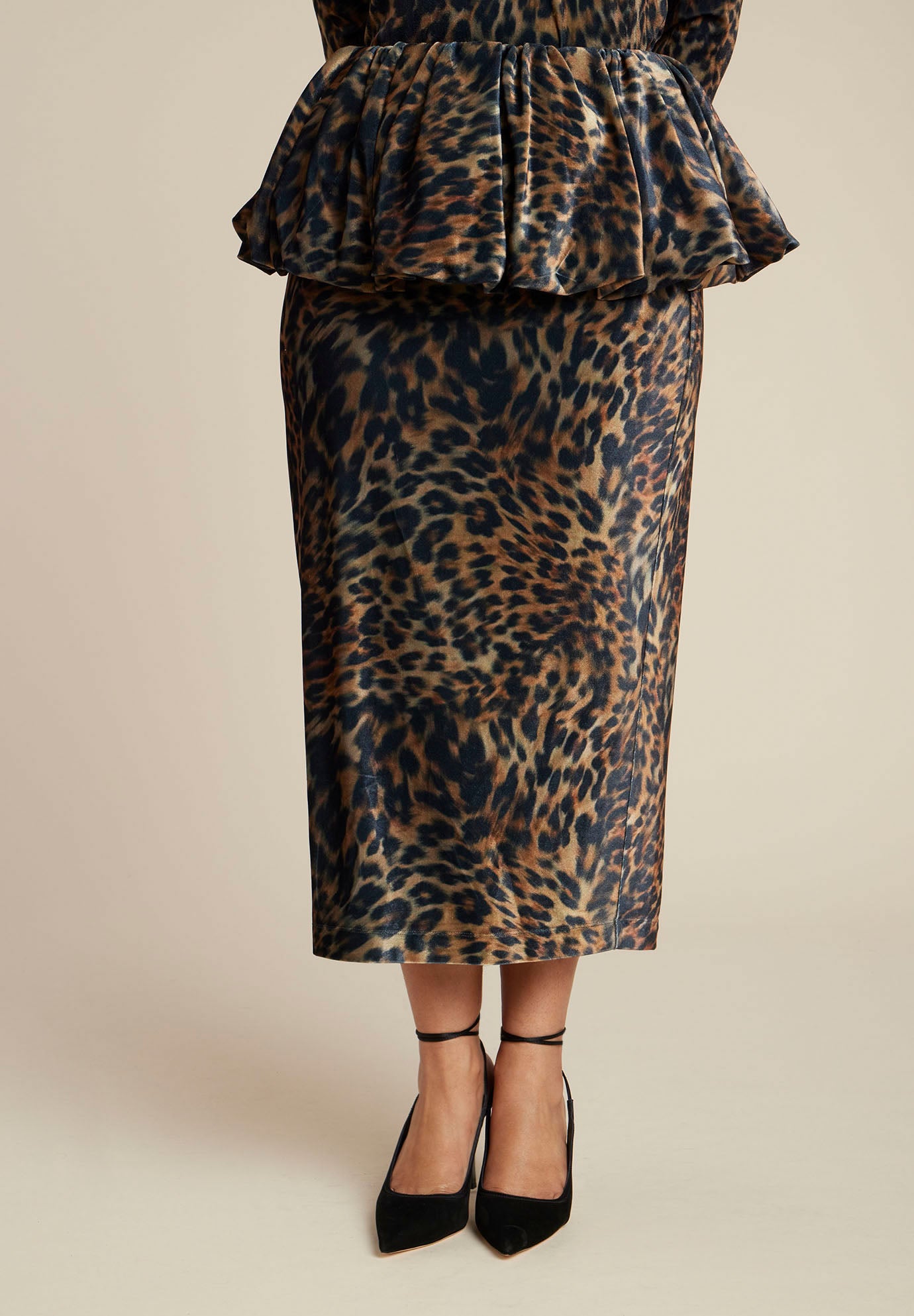 Leopard Velvet Bubble Peplum Skirt image number 2