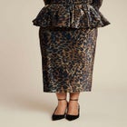Leopard Velvet Bubble Peplum Skirt image number null