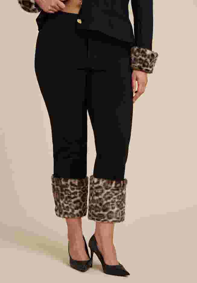 Leopard Faux Fur Trim Pant image number 2