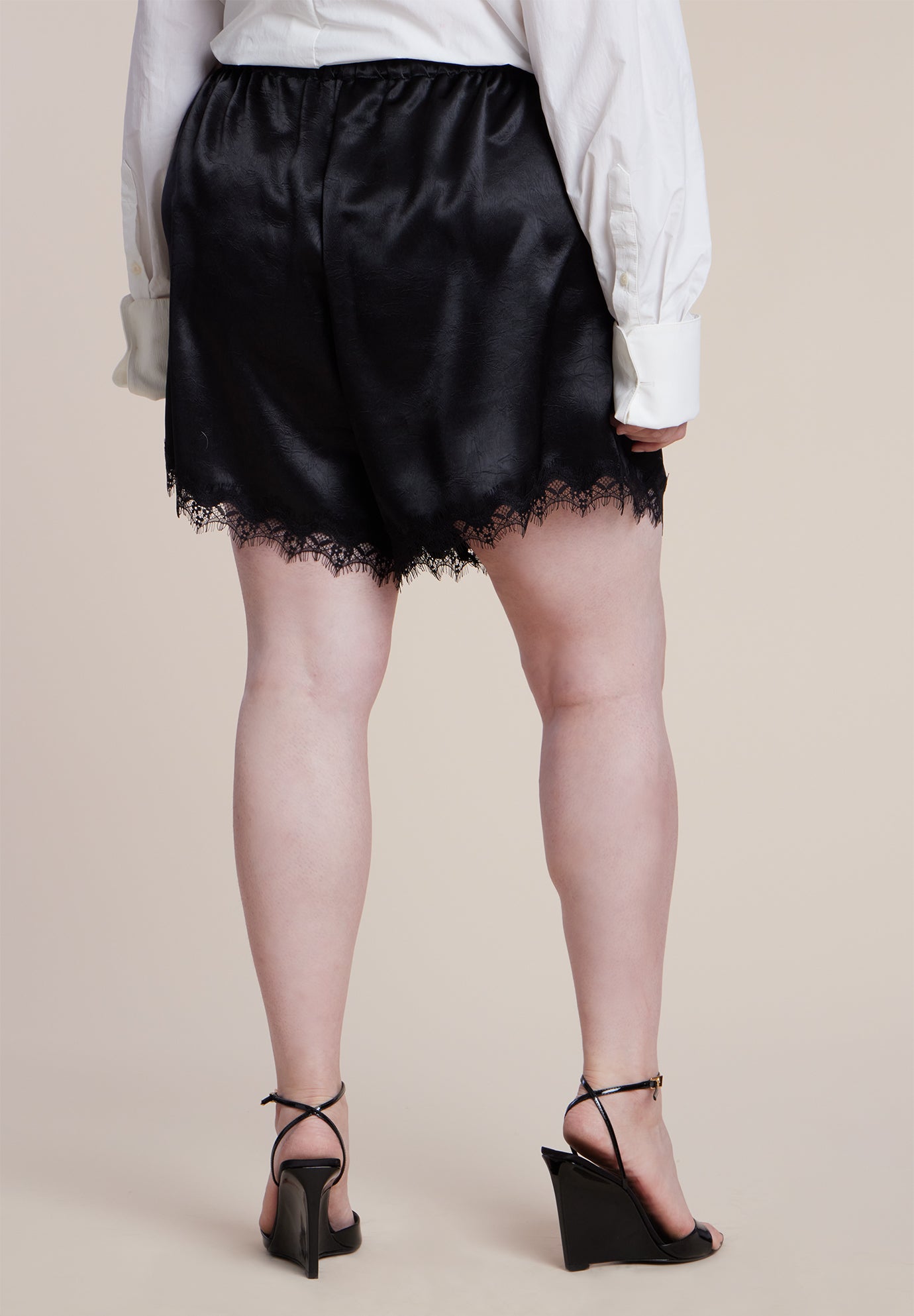 Satin Lace Trim Short image number 2