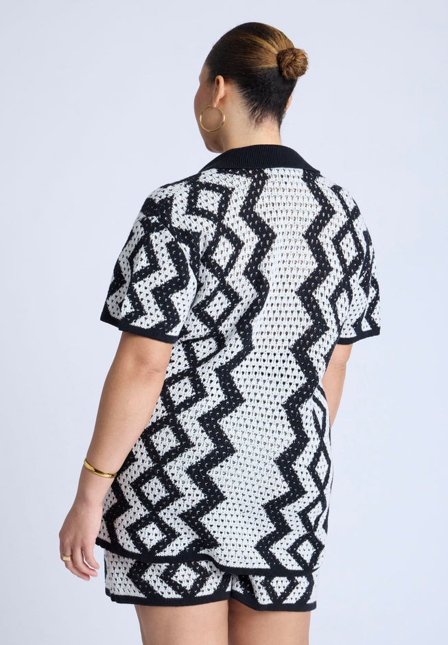 Oversized Crochet Button Up image number 1