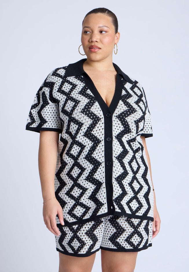 Oversized Crochet Button Up image number 0