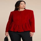 Velvet Peplum Bubble Hem Jacket image number null