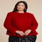 Velvet Peplum Bubble Hem Jacket image number null