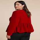 Velvet Peplum Bubble Hem Jacket image number null