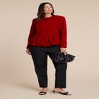 Velvet Peplum Bubble Hem Jacket image number null