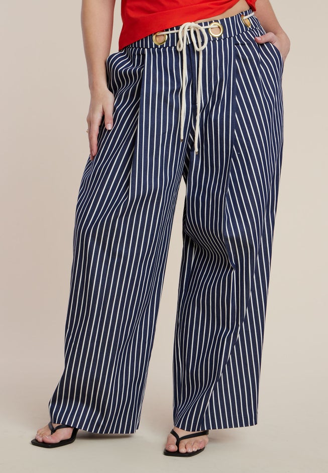 Striped Pant With Rope Belt image number 1