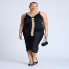 Hardware Shirred Midi Dress image number null